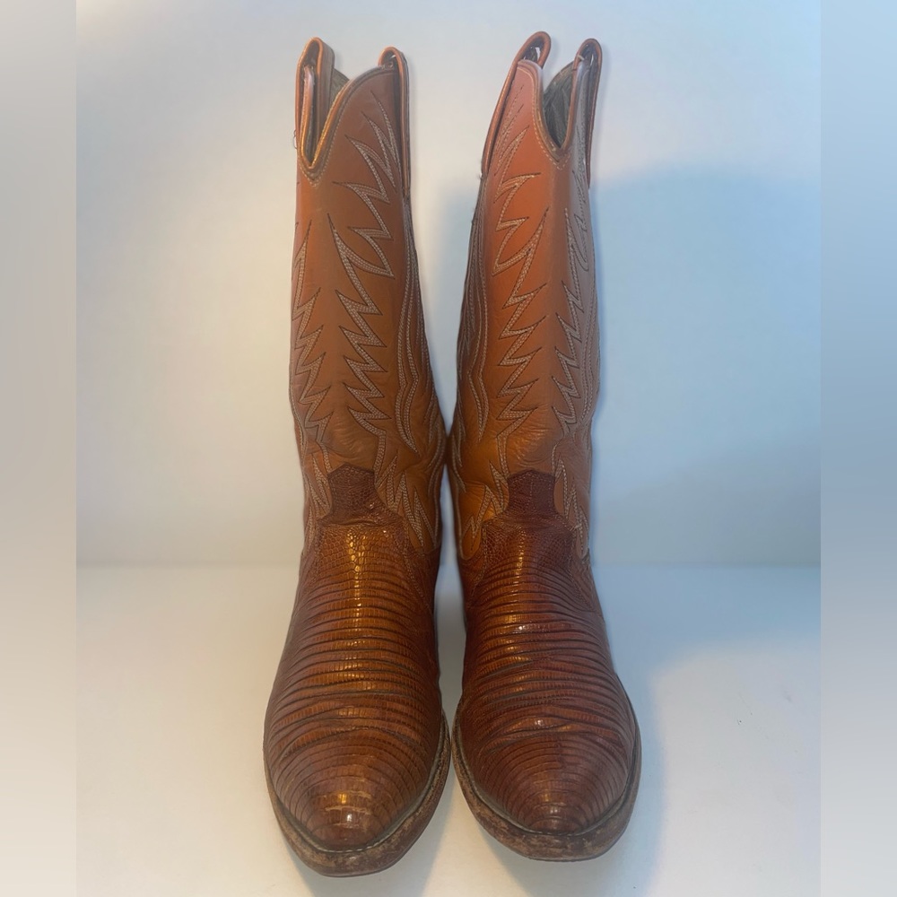 Vintage Dan Post Lizard Skin Cowboy Boots Size 8 1/2